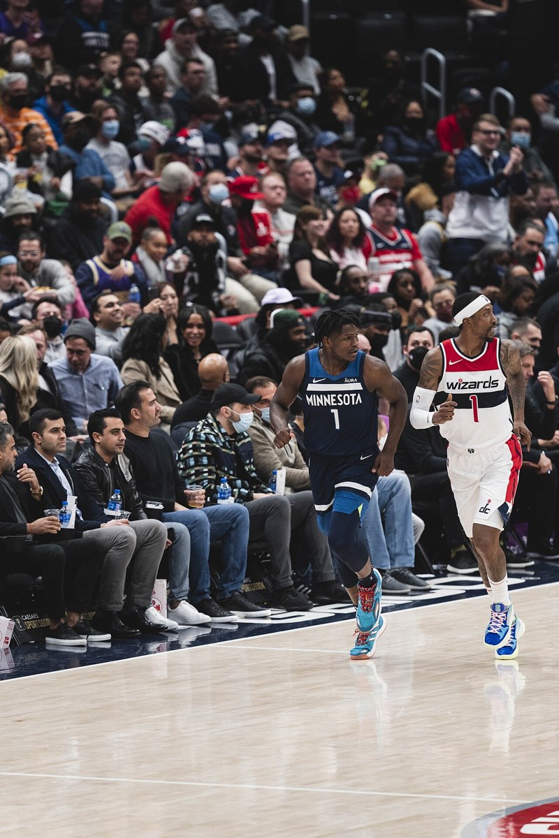 Anthony Edwards drives during a 2021 Timberwolves game. Archival photograph; it is not from today’s game.