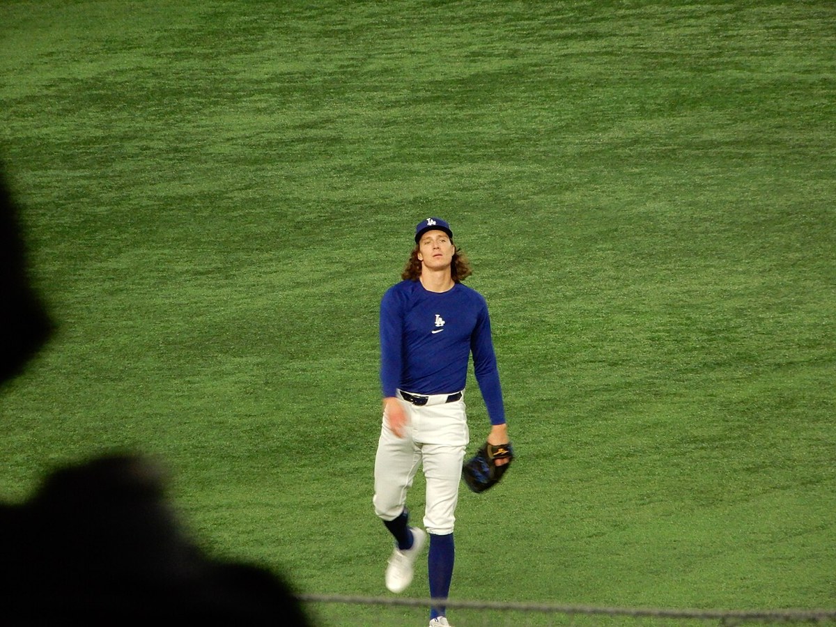 Tyler Glasnow during the Dodgers’ March 2025 Tokyo exhibition series. Archival photograph; it is not from today’s game.